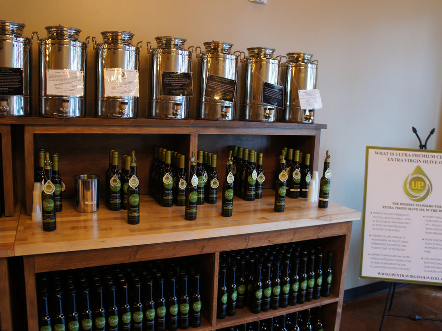 The olive oils you’ll find at Olivino bear the Ultra-Premium (UP) logo