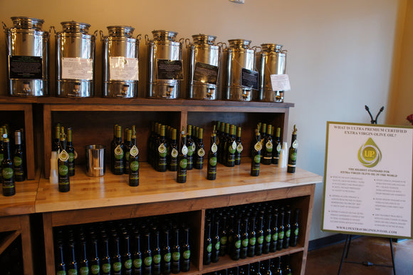 The olive oils you’ll find at Olivino bear the Ultra-Premium (UP) logo