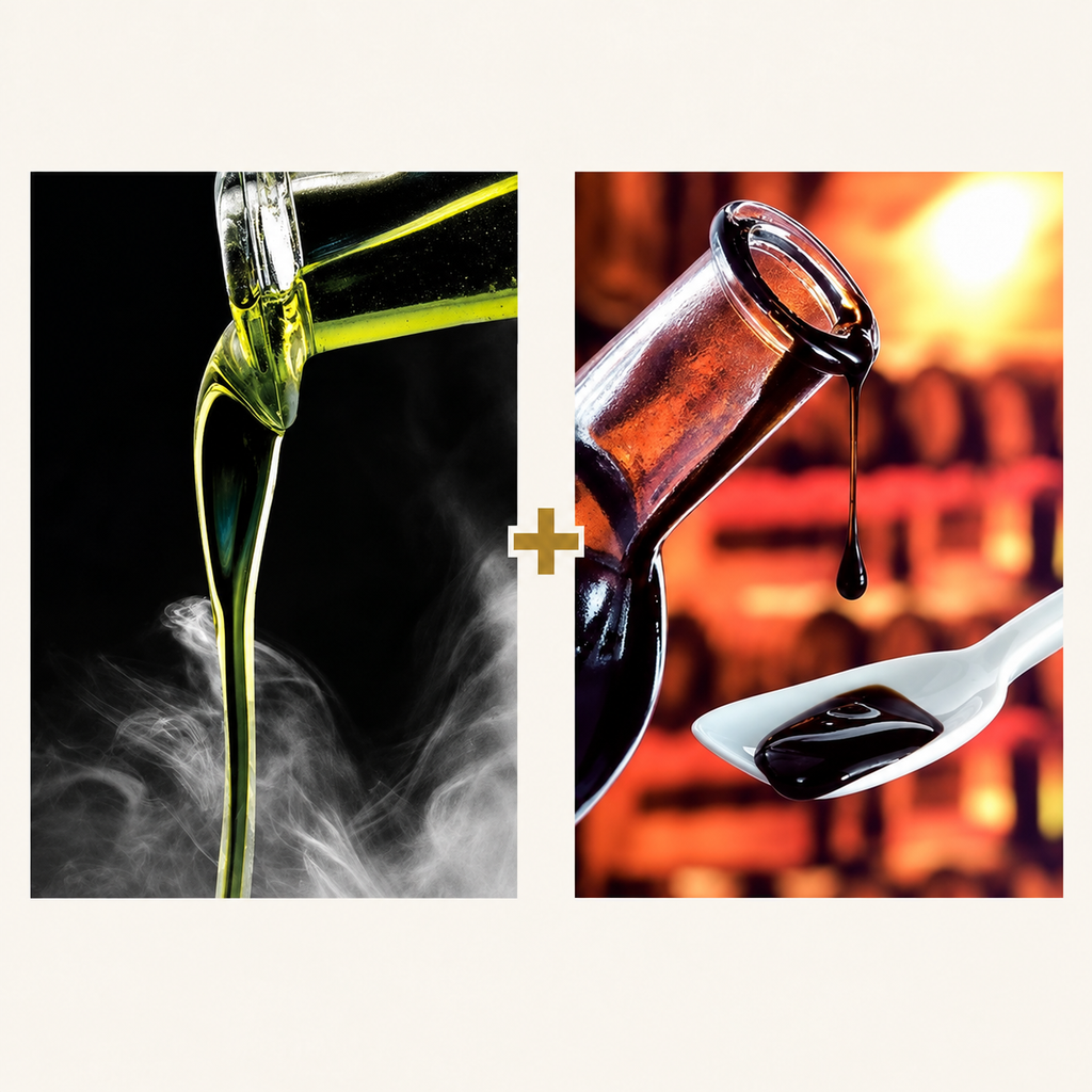 Bold and Savory Gift Pair — Olive Wood Smoked olive oil plus Traditional aged balsamic